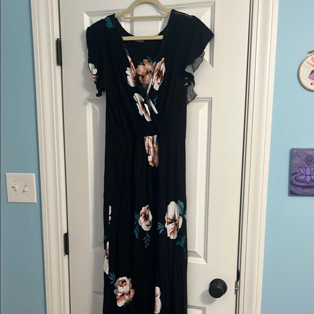 Floral Black Maxi Dress